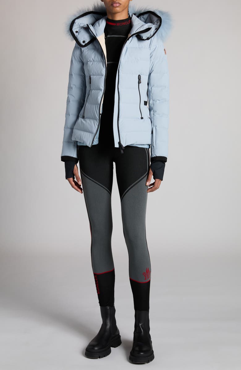 Moncler Grenoble Lamoura Fitted Down Ski Jacket with Removable Shearling Trim, Alternate, color,