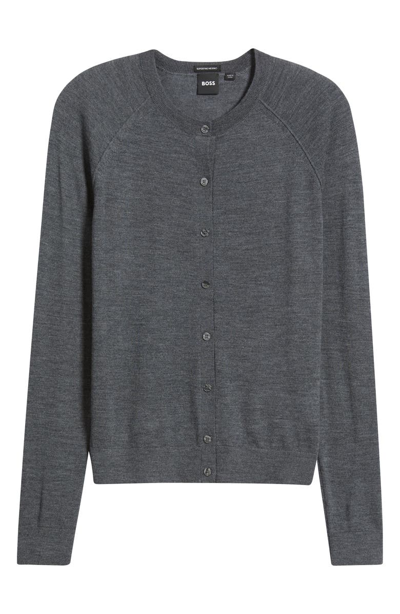 BOSS Fonami Virgin Wool Cardigan, Alternate, color, Charcoal Melange