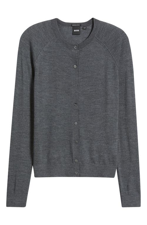 Hugo Boss Boss Fonami Virgin Wool Cardigan In Gray