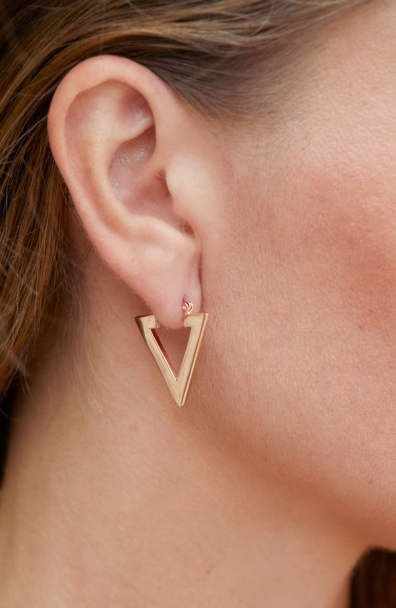 SAVVY CIE JEWELS Arrow Hoop Earrings, Alternate, color, Pink