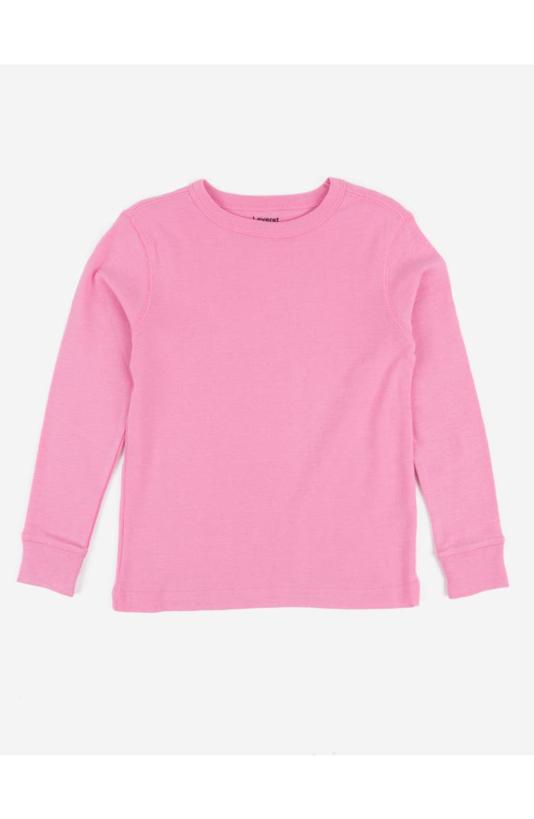 Leveret Kids Long Sleeve T-Shirt, 100% Cotton, Solid Colors, Main, color, Light Pink
