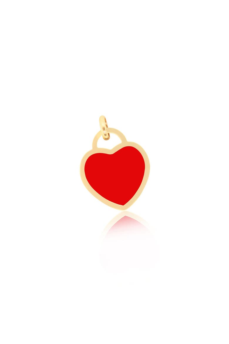 Coral Heart Padlock Charm, Main, color, Coral