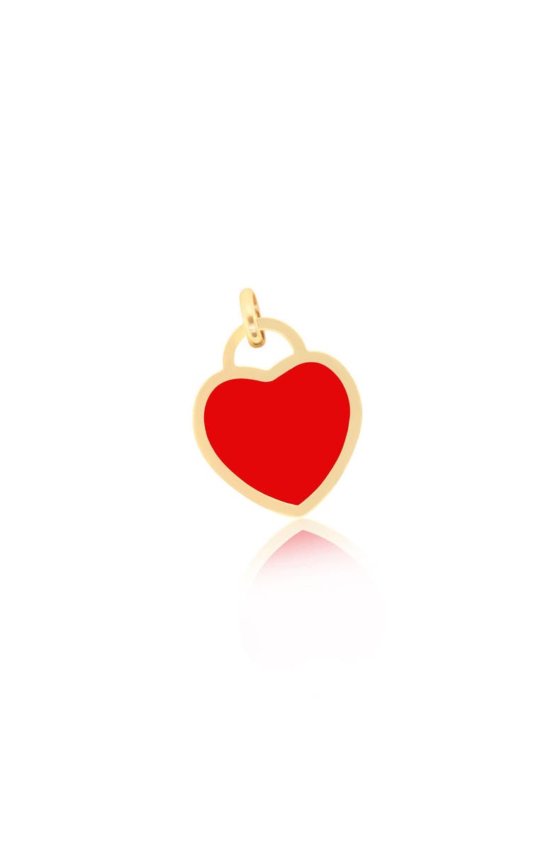 The Lovery Fine Jewelry Coral Heart Padlock Charm, Main, color, Coral