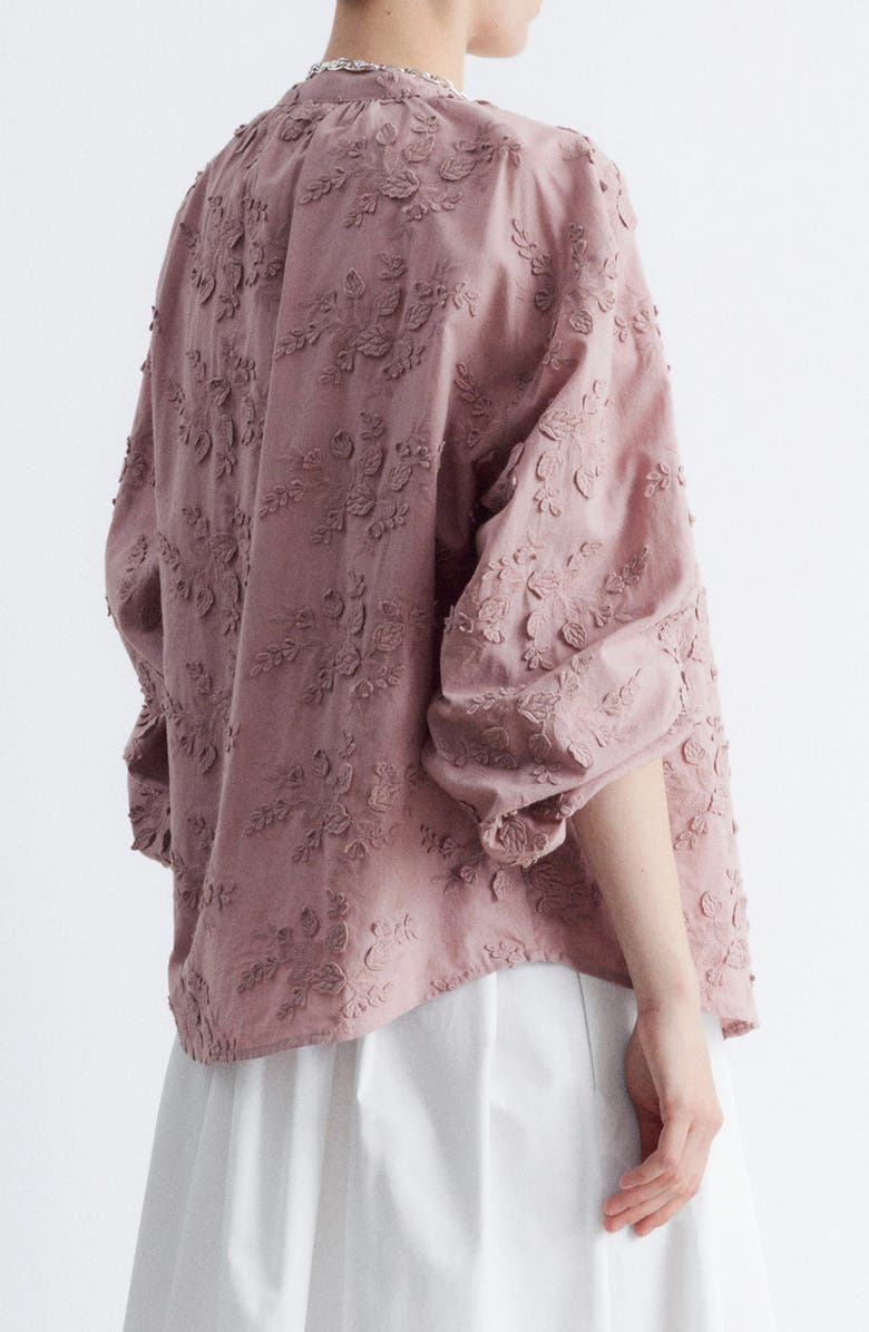 & Other Stories Oversize Floral Appliqué Cotton Top, Alternate, color, Pink Medium Dusty
