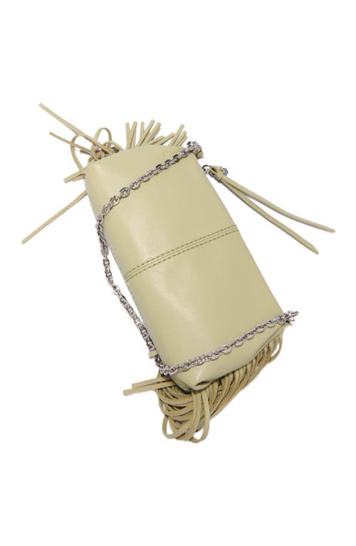 Maje Miss M Plain Leather Clutch Bag In Almond Green