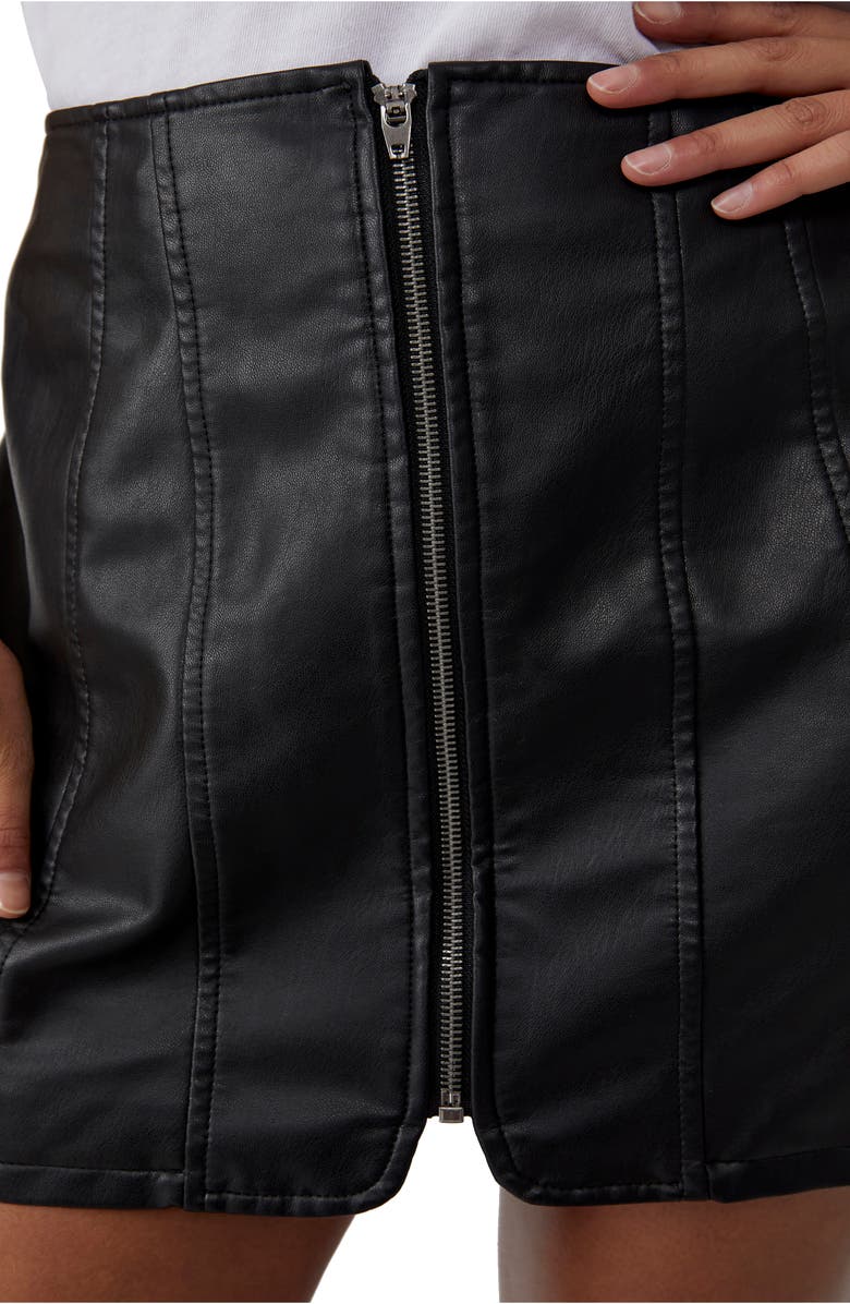 Free People Layla Faux Leather Miniskirt, Alternate, color,