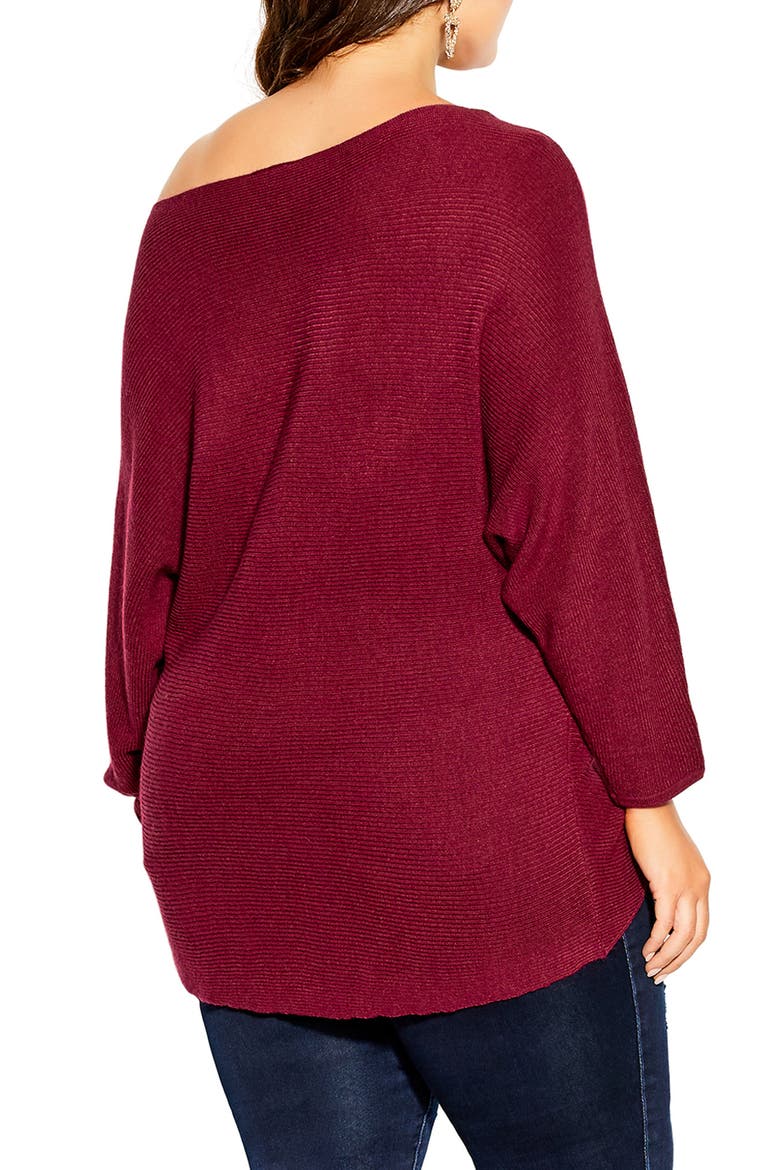Romance One-Shoulder Sweater, Alternate, color, RED