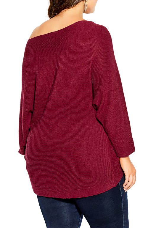 City Chic Romance One-shoulder Sweater In Red
