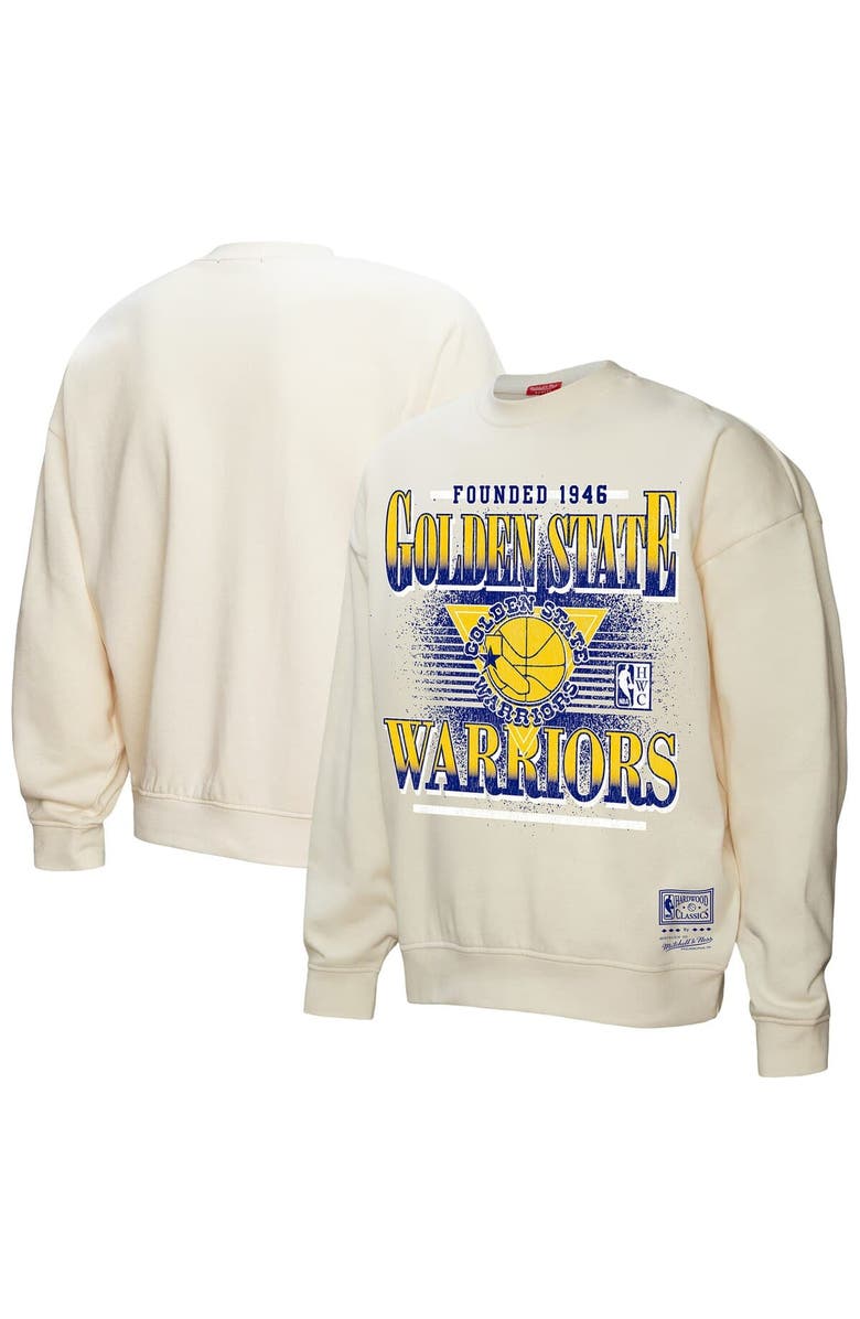 Mitchell & Ness Women's Mitchell & Ness Cream Golden State Warriors Oversprayed Pullover Sweatshirt, Main, color, Cream