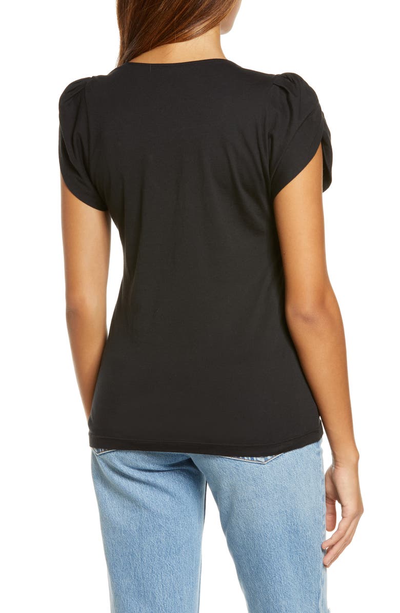 PERFECTDD Amy Tulip Sleeve V-Neck Organic Cotton Top, Alternate, color, 
