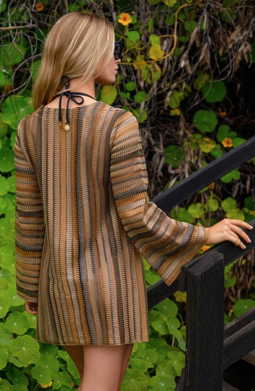 Isabella Rose Syracuse Lace-up Metallic Swim Cover-up In Brown Multi