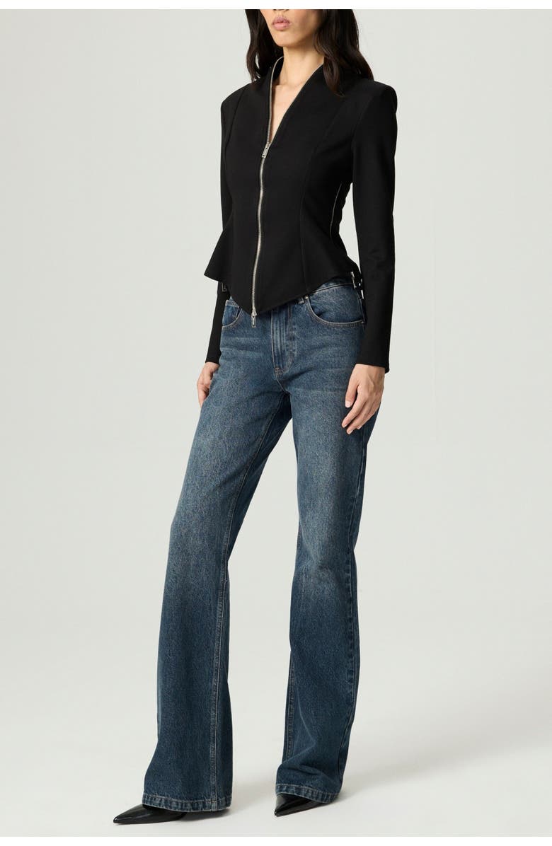 Nocturne Zip Detail Blouse, Alternate, color, Black