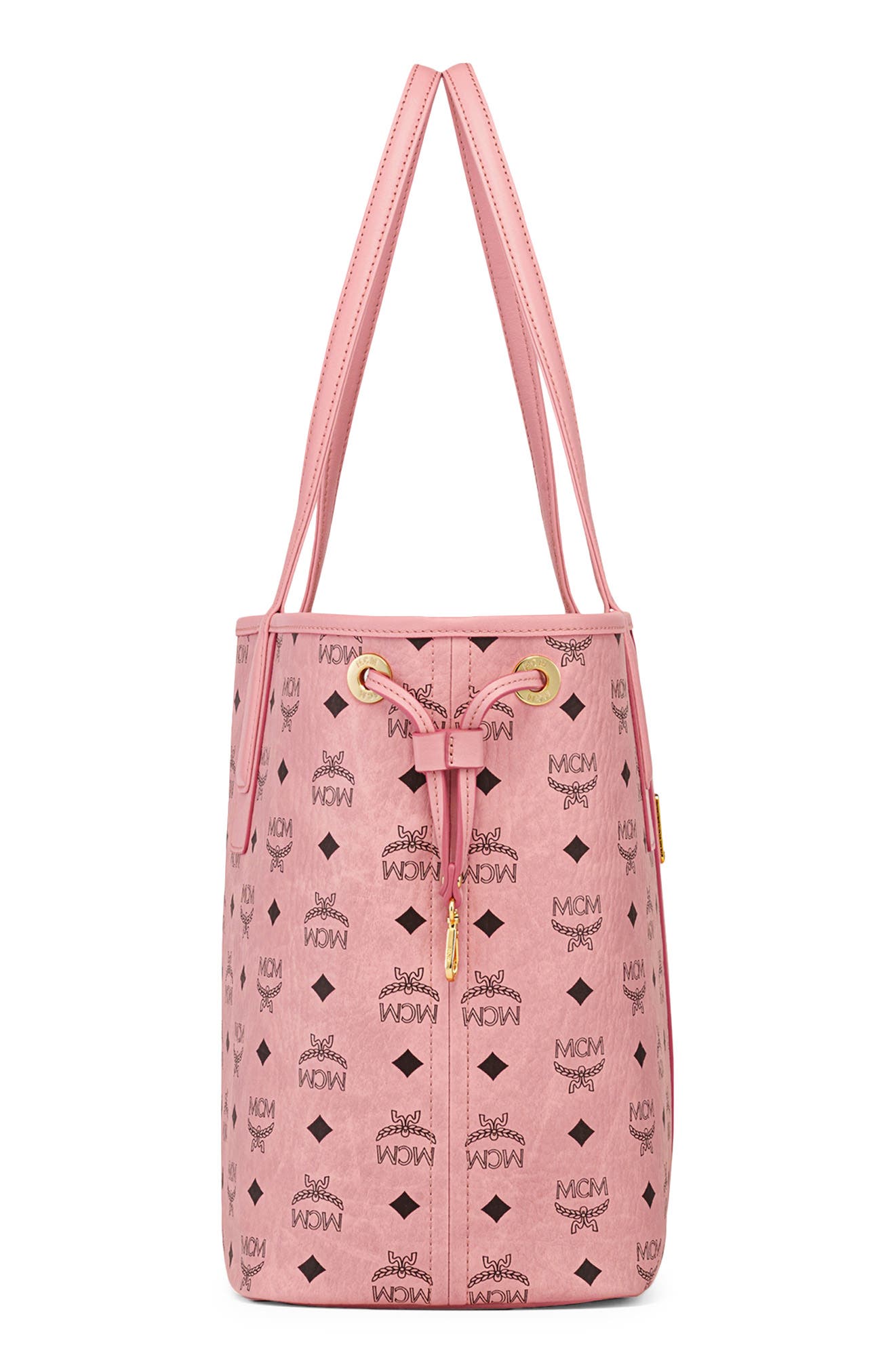 MCM Medium Liz Visetos Coated Canvas Shopper, Alternate, color, Soft Pink