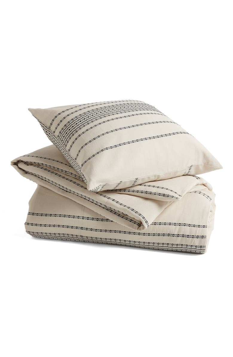 Coyuchi Rippled Stripe Organic Cotton Sham, Alternate, color, Ivory W/Black