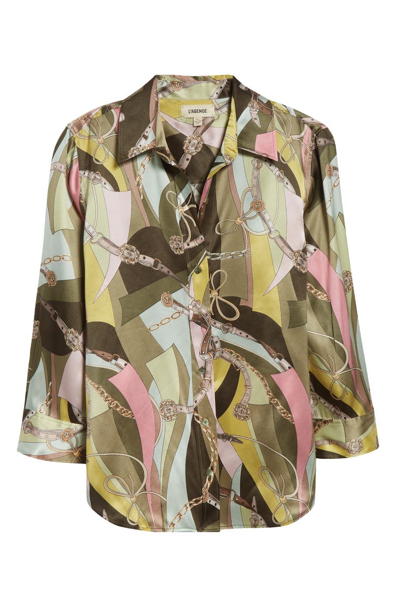 L'AGENCE Dani Three Quarter Sleeve Silk Button-Up Shirt, Alternate, color,