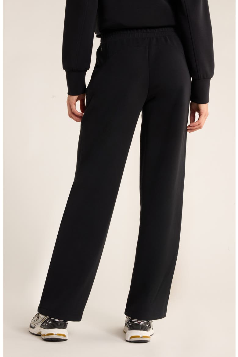 Cozy Scuba Knit High Waist Straight Leg Pants, Alternate, color, BLACK