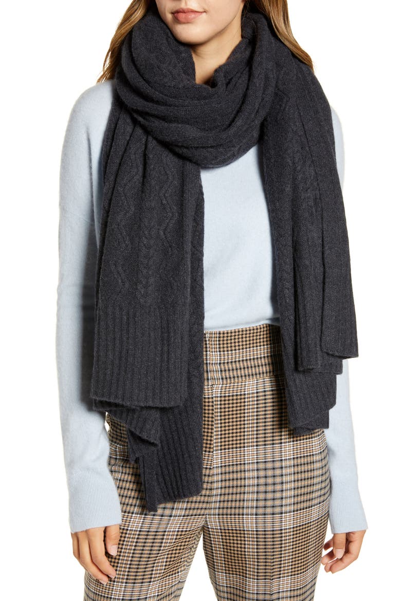 Cashmere Wrap, Alternate, color, GREY CHARCOAL HEATHER