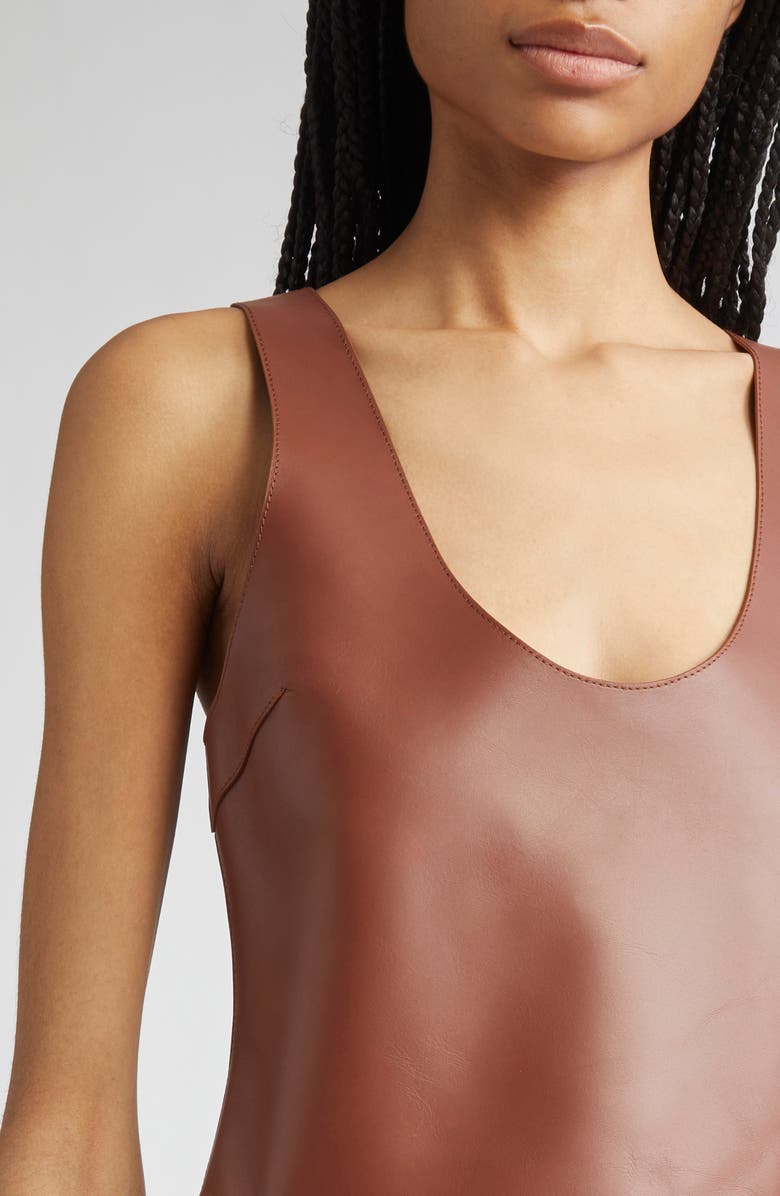 JW Anderson Circle Skirt Leather Minidress, Alternate, color, 