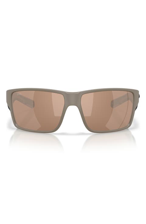 63mm Mirrored Polarized Oversize Square Sunglasses