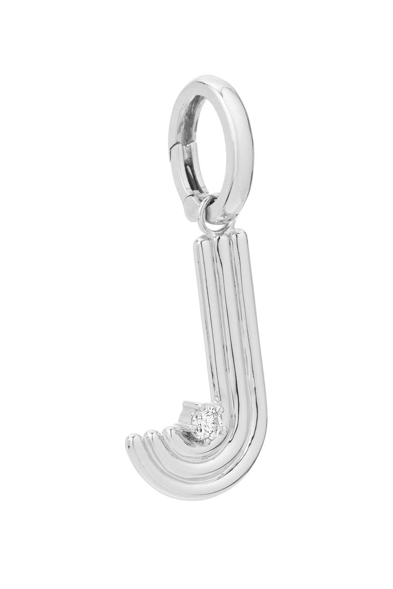 Groovy Initial Diamond Pendant Charm, Alternate, color, SILVER - J