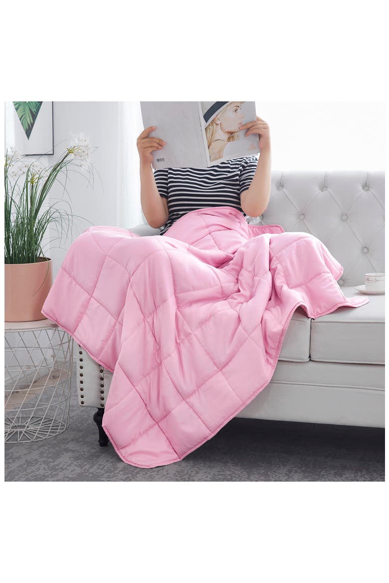 Microfiber Travel Weighted 5lb Blanket, Alternate, color, PINK