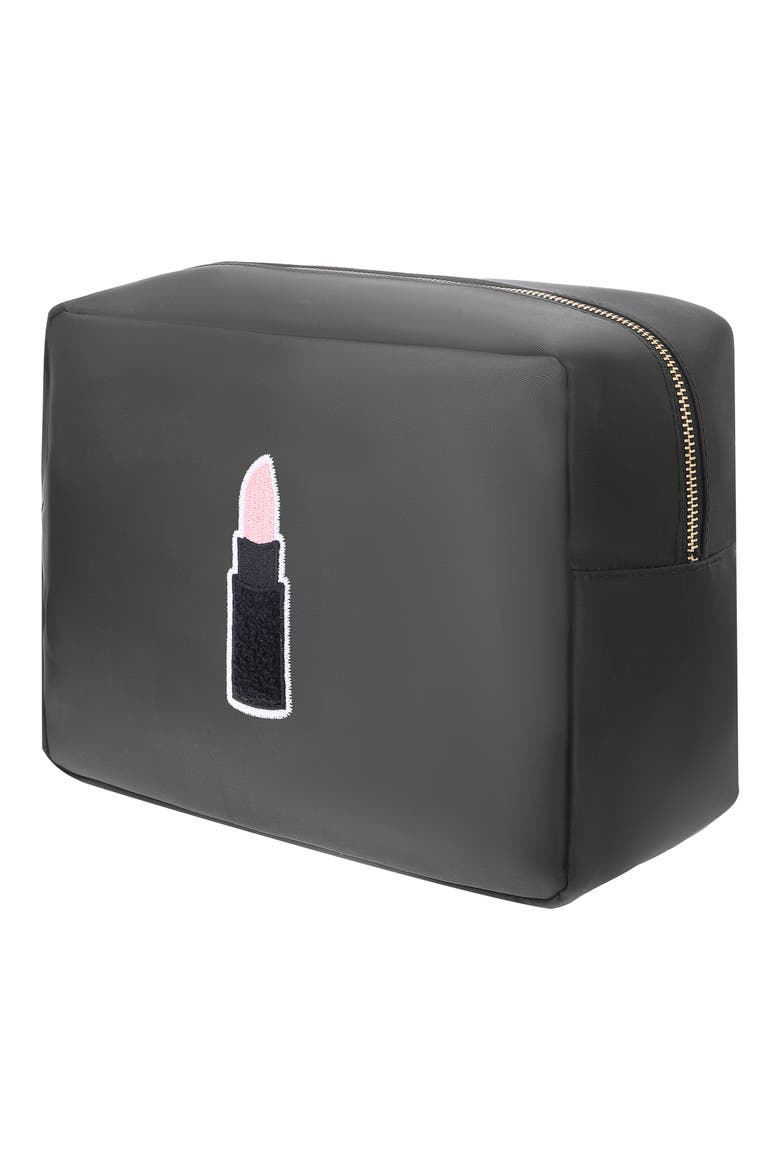 Extra Large Kiss Cosmetic Bag, Alternate, color, BLACK