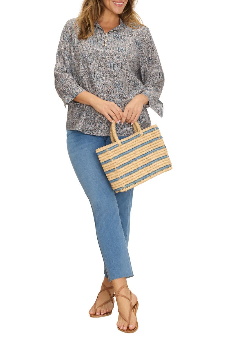 Sun Speckle Ruffle Neck Top, Alternate, color, NEUTRAL MULTI