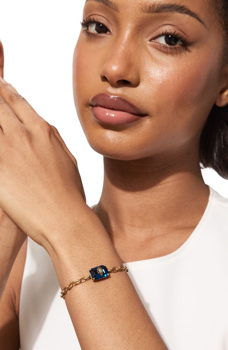Kurt Geiger London Emerald Cut Crystal Chain Bracelet, Alternate, color, Blue
