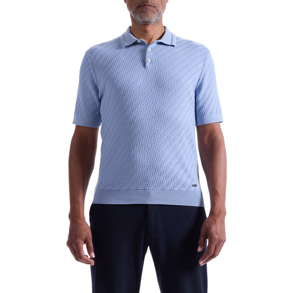 Bugatchi Basket Stitch Cotton Blend Polo Sweater