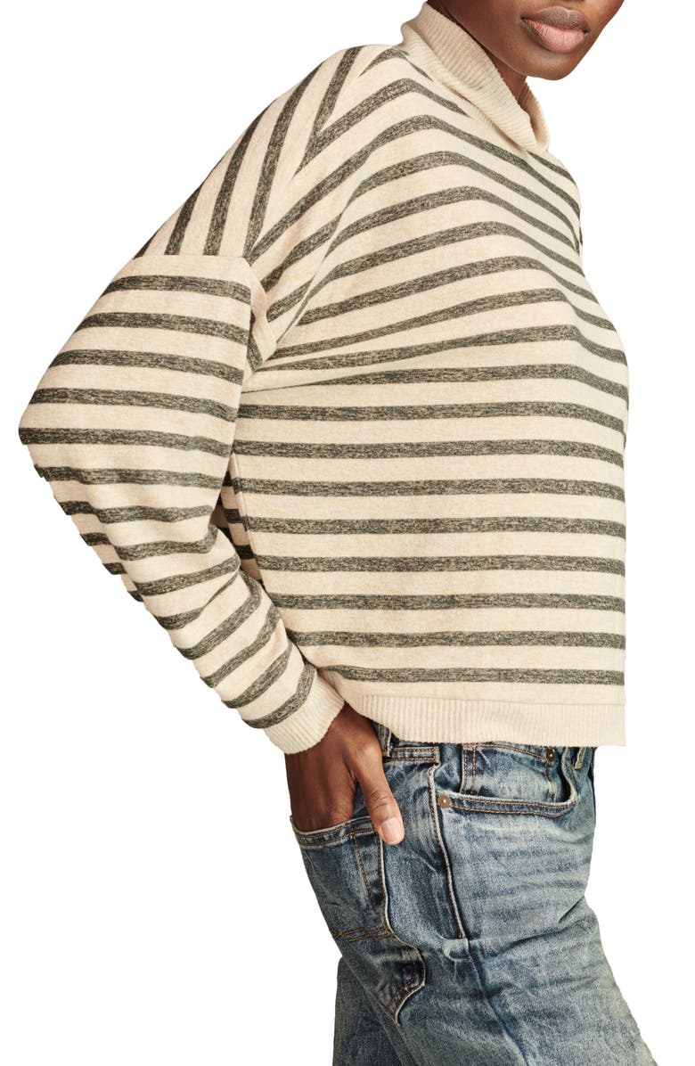 Lucky Brand Cloud Stripe Cowl Neck Knit Top, Alternate, color, Natural Stripe