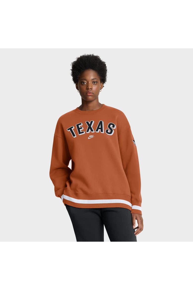 Women's Nike Texas Orange Texas Longhorns Oversized Legacy Phoenix Sweatshirt, Main, color, Burnt Orange