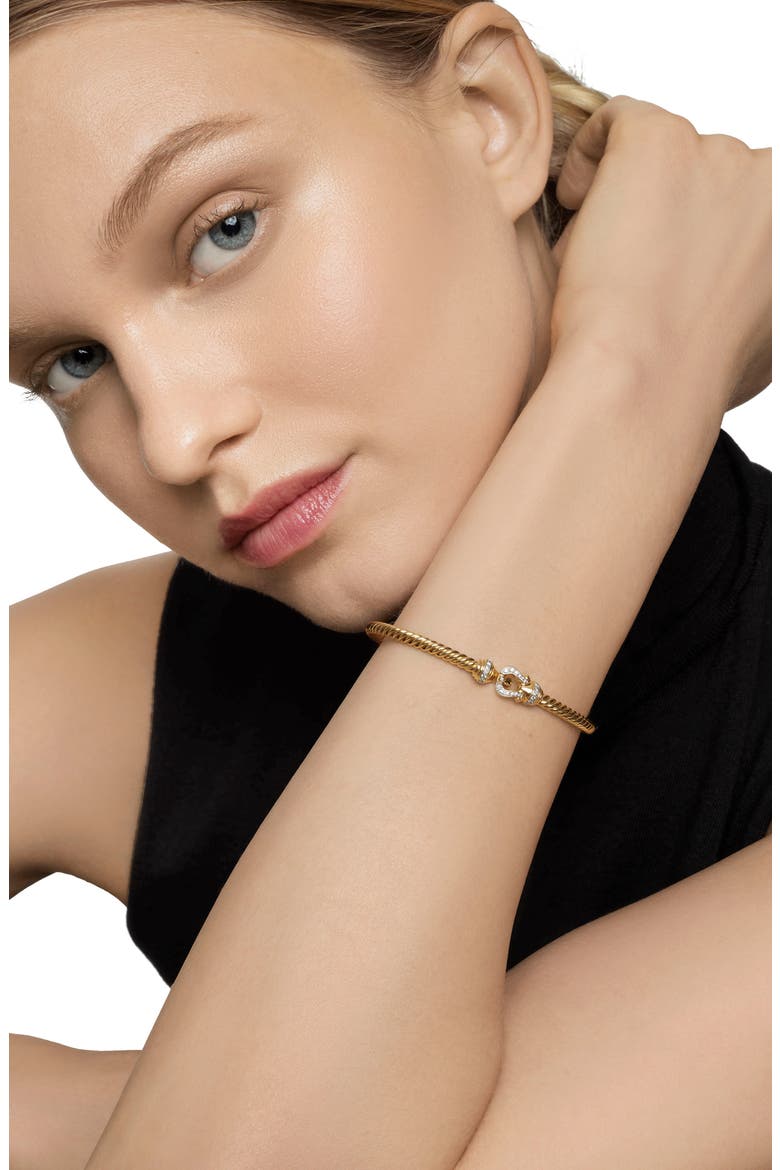 Buckle Cablespira® Bracelet in 18K Yellow Gold with Diamonds, 3.5mm, Alternate, color, DIAMOND