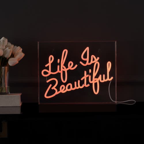 Jonathan Y Life Contemporary Glam Acrylic Box Usb Operated Led Neon Light In Orange