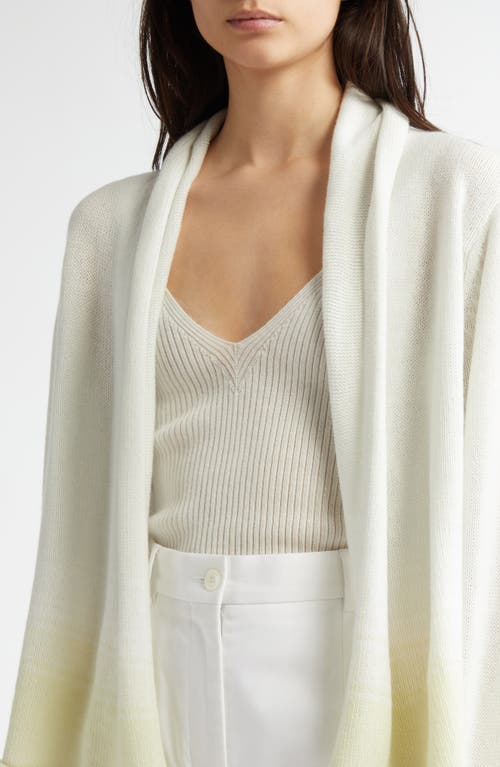 Johnstons Of Elgin Gauzy Ombré Colorblock Open Front Cashmerre Cardigan In Zinc/white
