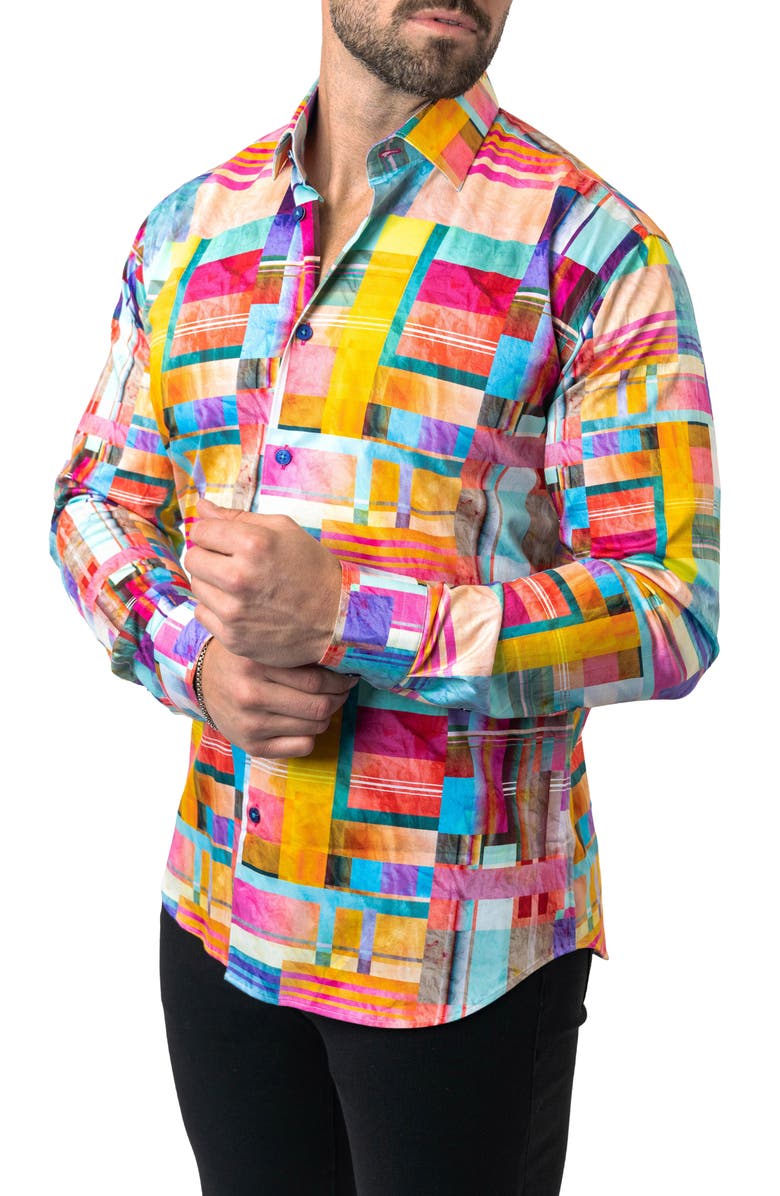 Maceoo Fibonacci Cube 41 Cotton Button-Up Shirt, Alternate, color,