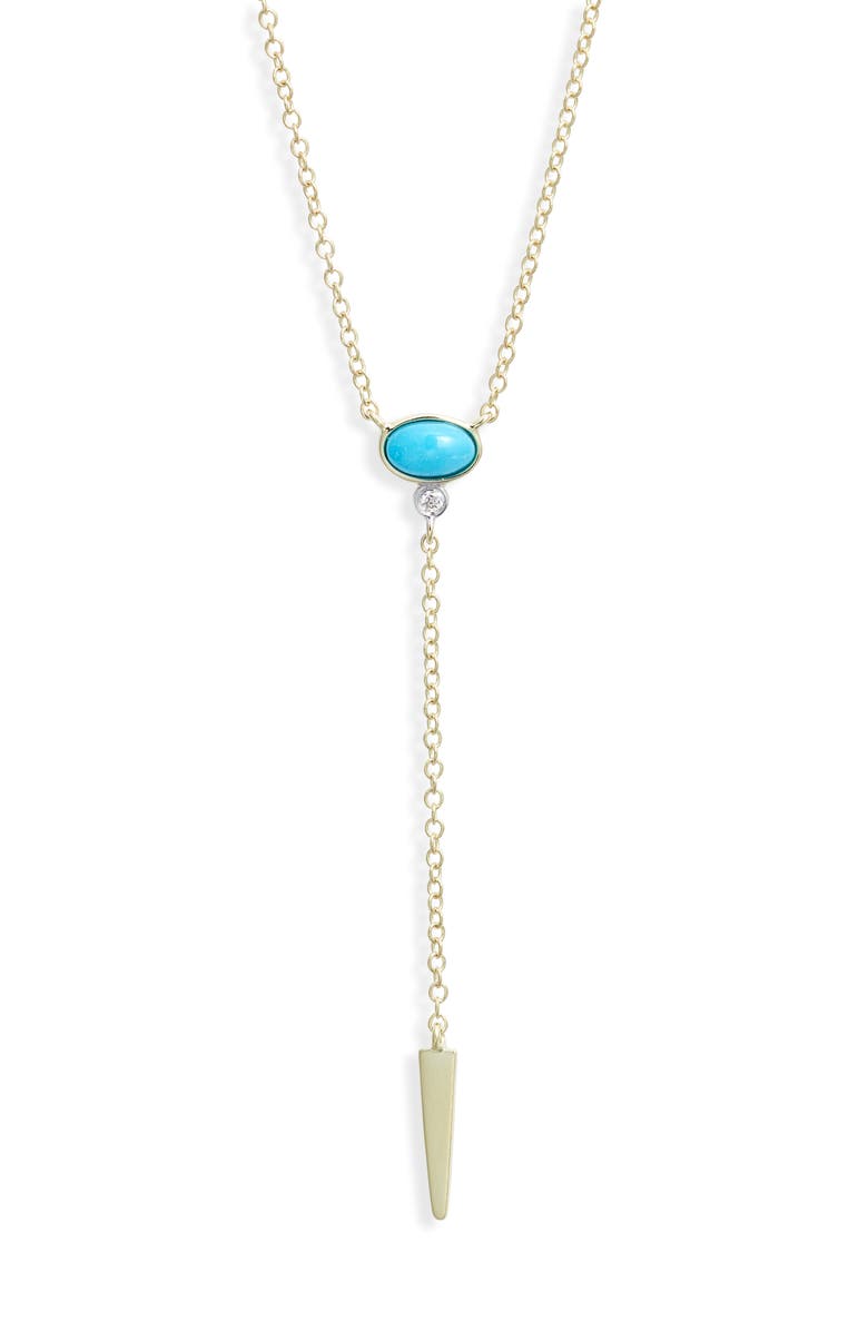 Meira T Turquoise & Diamond Y-Necklace, Main, color, Turquoise