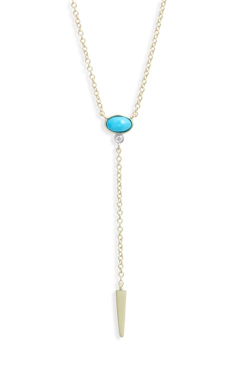 Turquoise & Diamond Y-Necklace