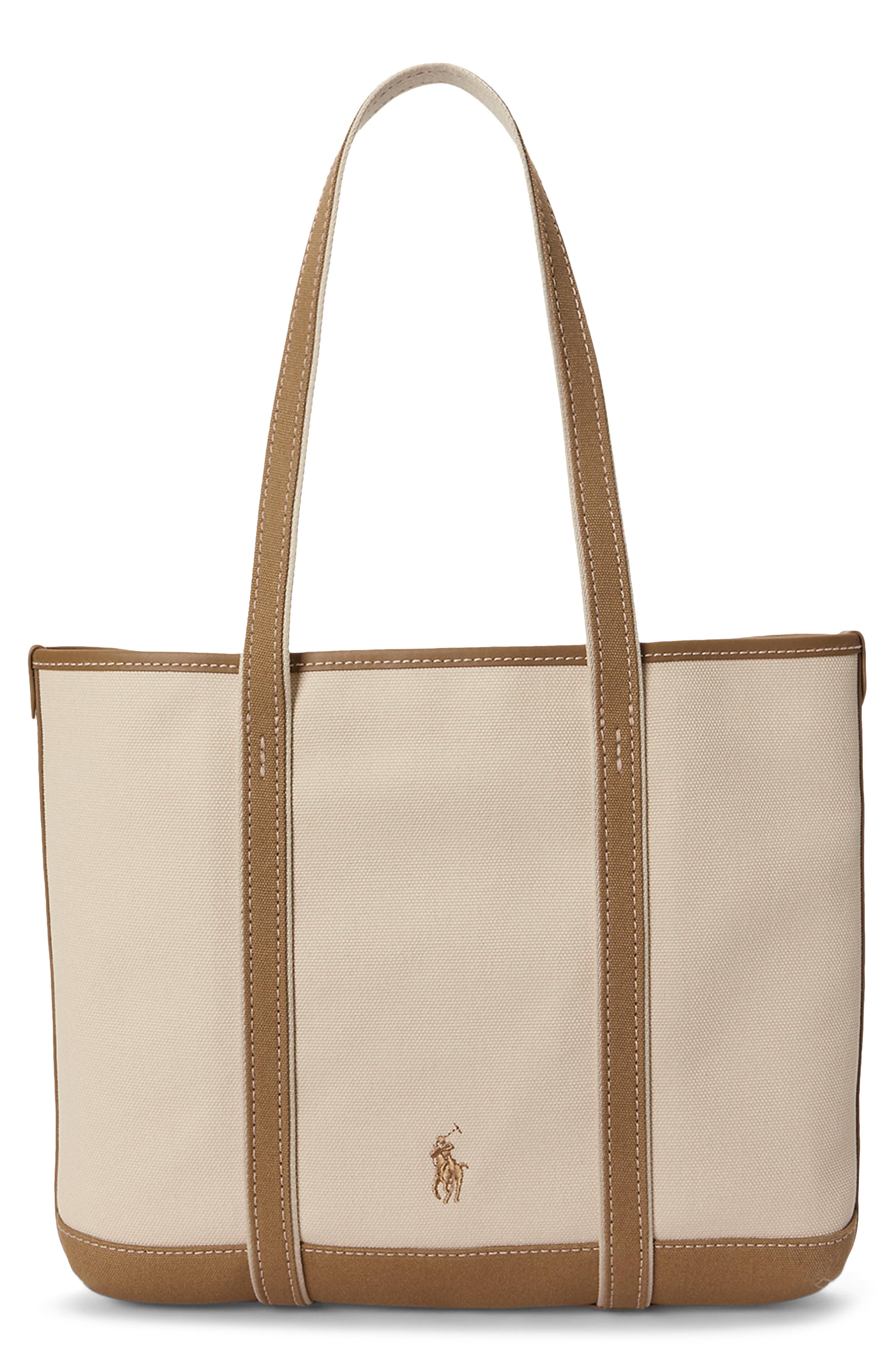 Polo Bear Canvas Shopper Tote, Alternate, color, ECRU/ BERK