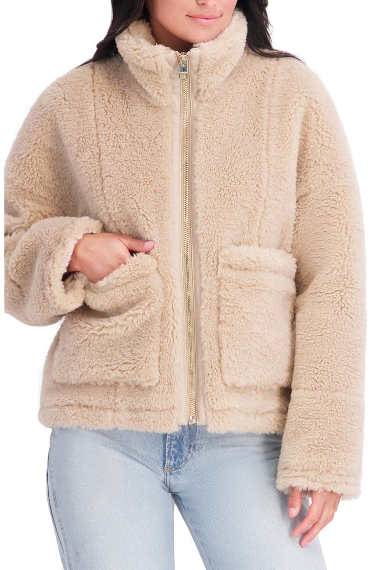Faux Fur Coat, Alternate, color, KHAKI