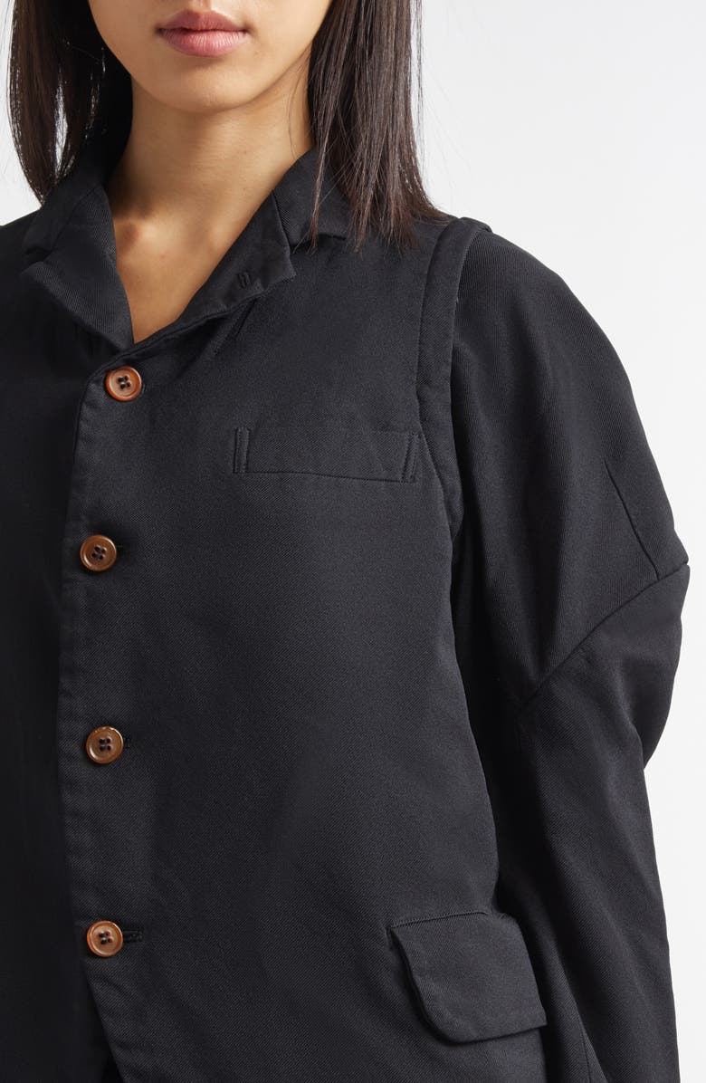 Comme des Garçons Comme des Garçons Juliet Sleeve Gabardine Blazer, Alternate, color, Black