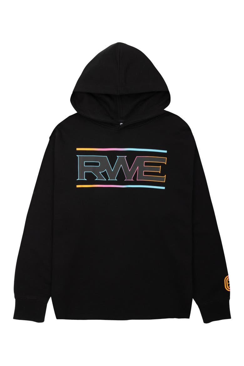 Elite RWE Oversize Raw Edge Tie Dye Logo Hoodie, Alternate, color, BLACK