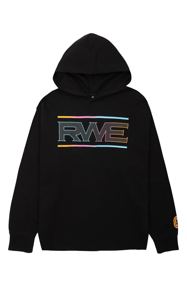 OVERTIME Elite RWE Oversize Raw Edge Tie Dye Logo Hoodie, Alternate, color, Black