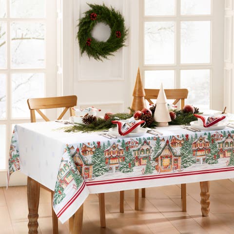 Storybook Christmas Village Holiday Tablecloth