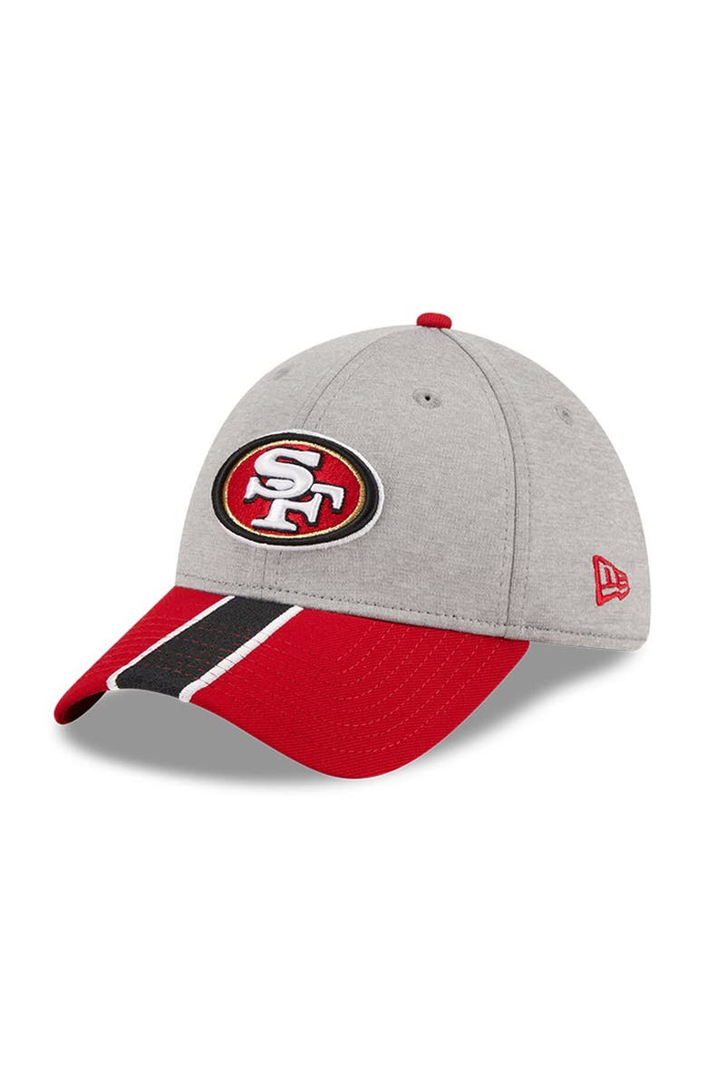 New Era Men's New Era Heather Gray/Scarlet San Francisco 49ers Striped 39THIRTY Flex Hat, Main, color,
