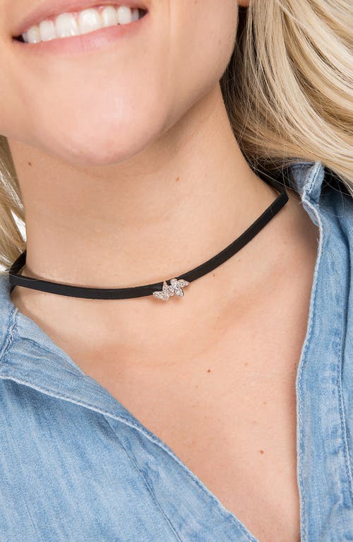 Saachi Pavé Crystal Butterfly Choker Necklace In Black