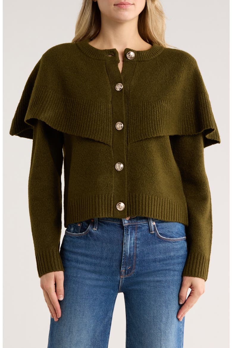 Ruffle Cardigan, Main, color, OLIVE