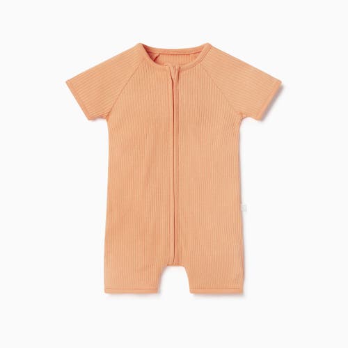 Mori Ribbed Summer Zip-up Sleepsuit In Orange
