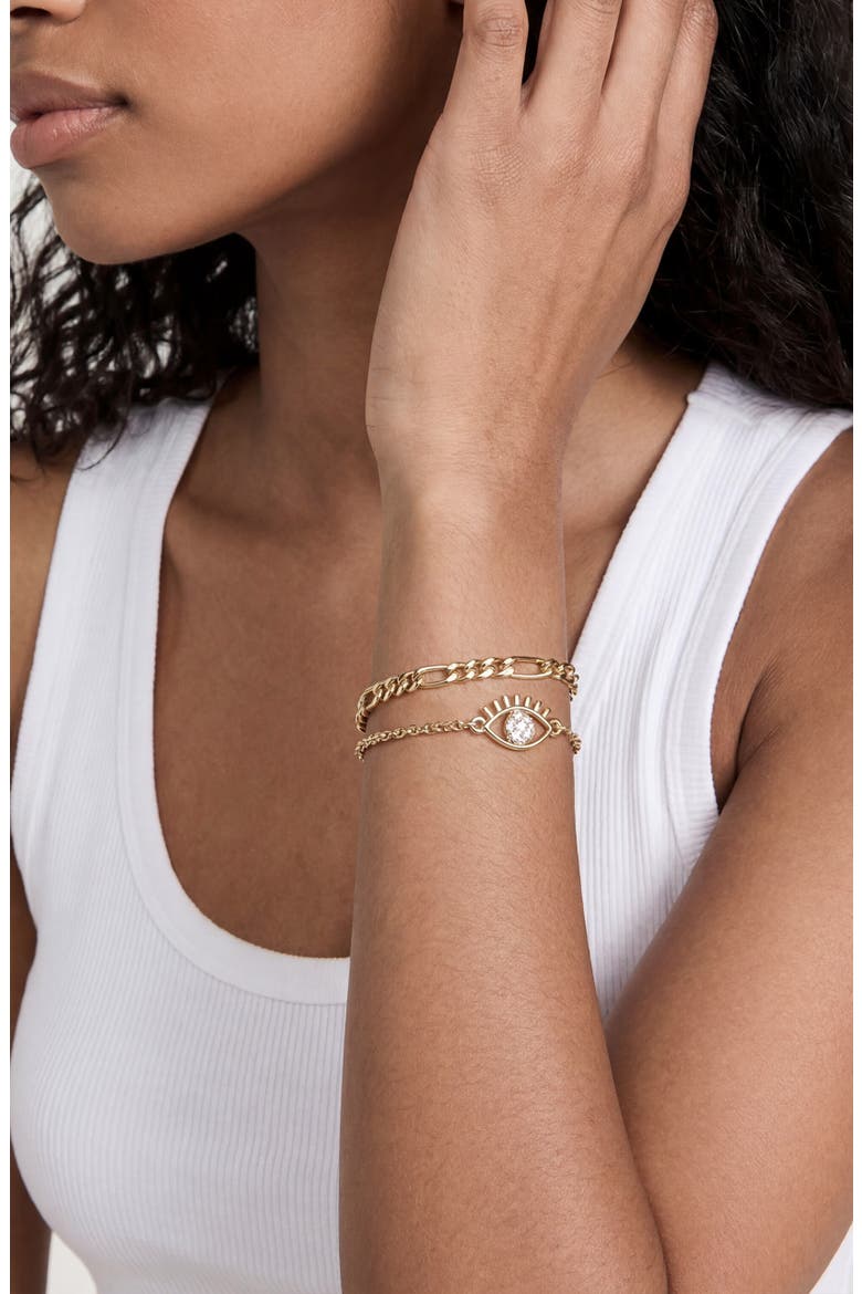 Evil Eye Layered Chain Bracelet, Alternate, color, GOLD