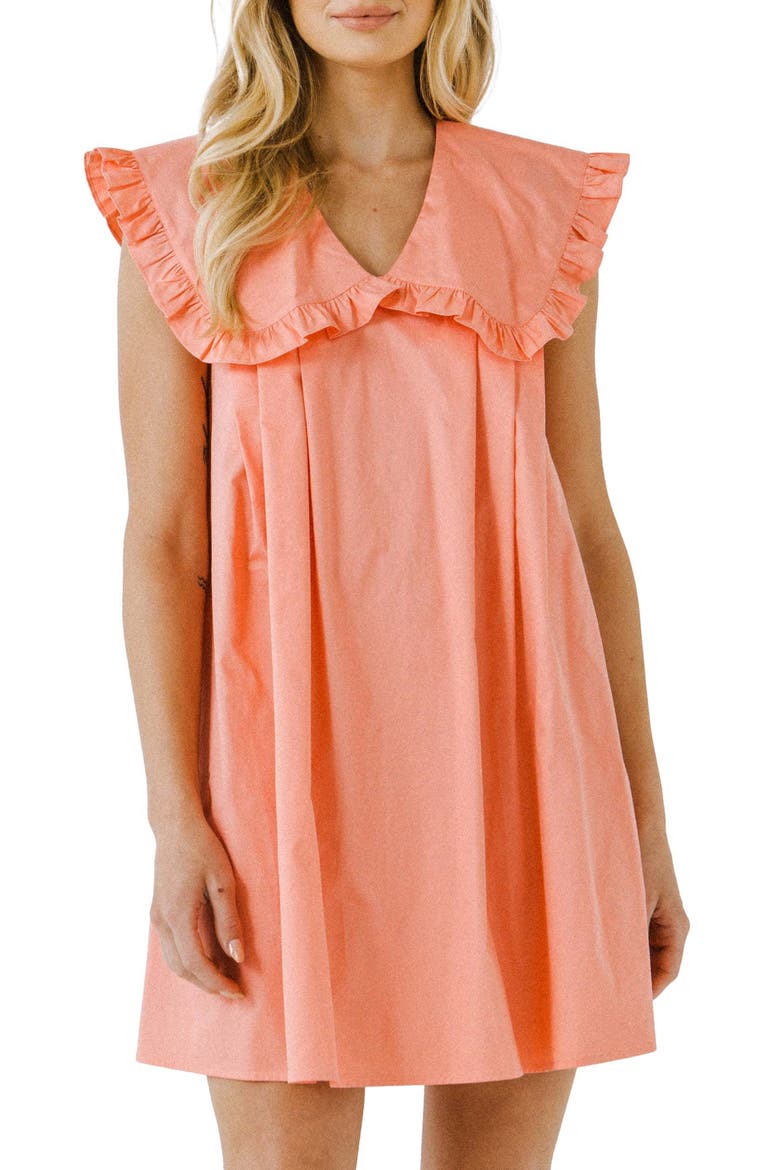 Wide Collar Minidress, Main, color, CORAL