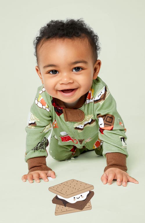 Butterblu Cruz Fitted One-piece Organic Cotton Footie Pajamas In Green